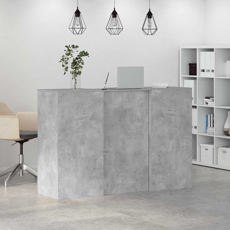 Reception Desk Concrete Grey 155x50x103,5 cm Engineered Wood