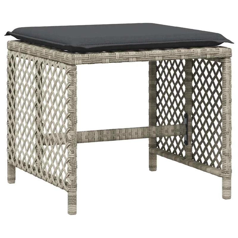 13 Piece Garden Dining Set with Cushions Light Grey Poly Rattan