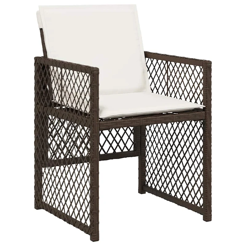 9 Piece Garden Dining Set with Cushions Brown Poly Rattan
