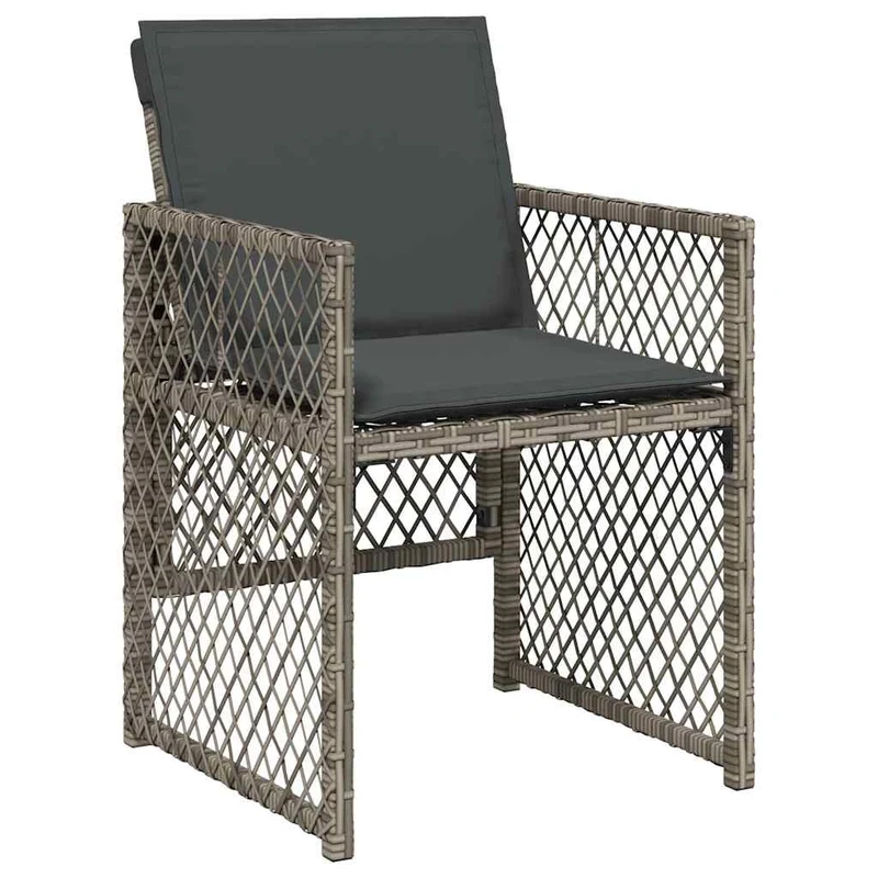 11 Piece Garden Dining Set with Cushions Grey Poly Rattan