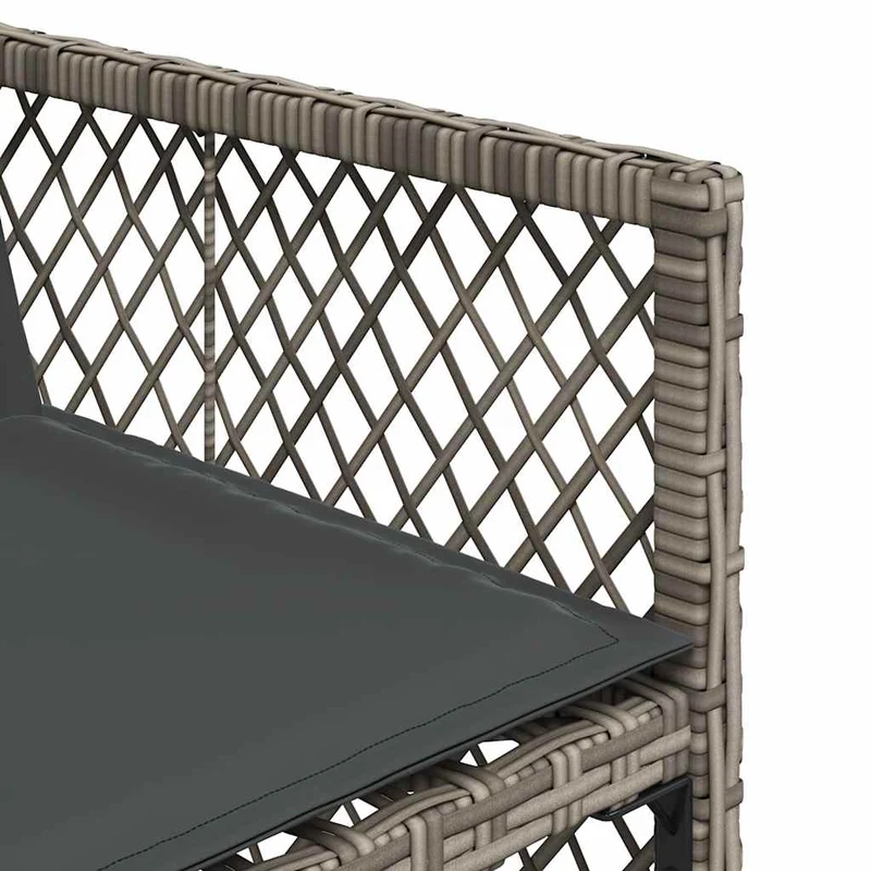 11 Piece Garden Dining Set with Cushions Grey Poly Rattan