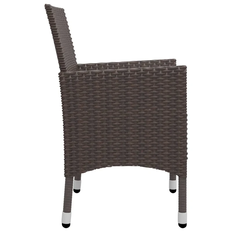 3 Piece Garden Dining Set with Cushions Brown