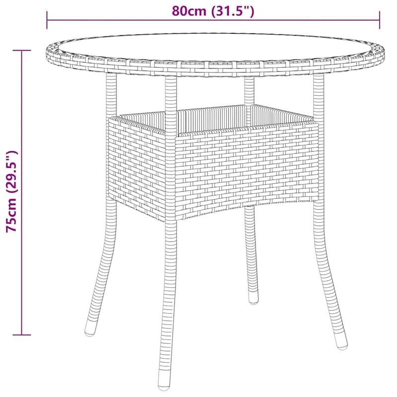5 Piece Garden Bistro Set Poly Rattan and Tempered Glass Brown