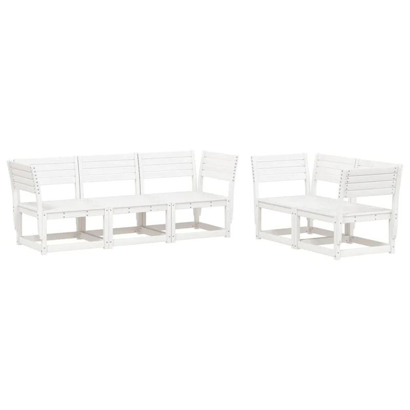 5 Piece Garden Sofa Set White Solid Wood Pine