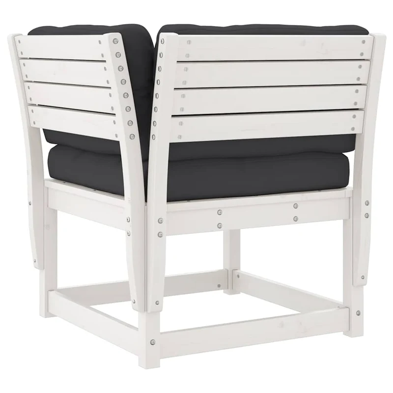 5 Piece Garden Sofa Set with Cushions White Solid Wood Pine