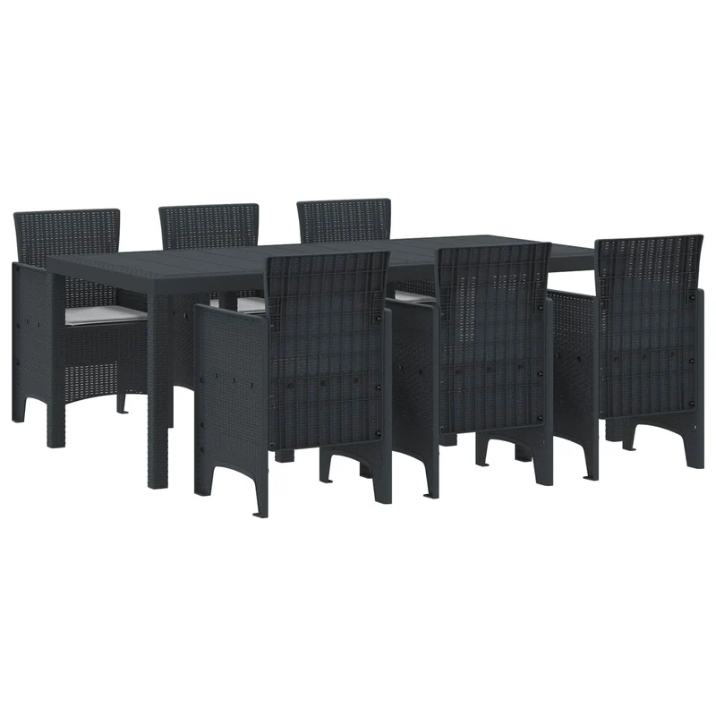 Garden Dining Set 7 pcs Anthracite Polypropylene
