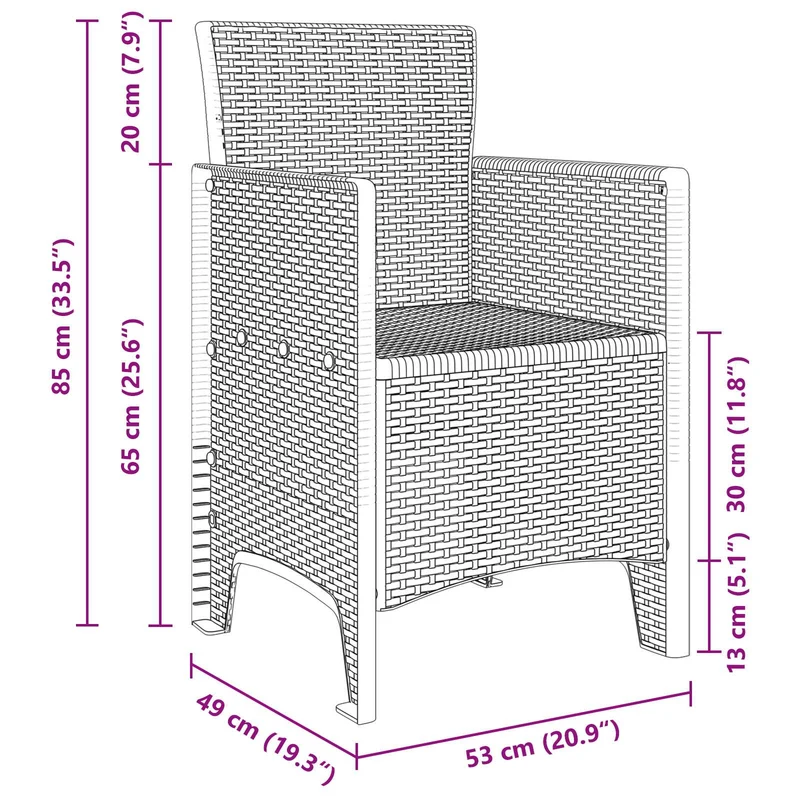 Garden Dining Set 7 pcs Brown Polypropylene