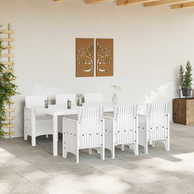 Garden Dining Set 7 pcs White Polypropylene