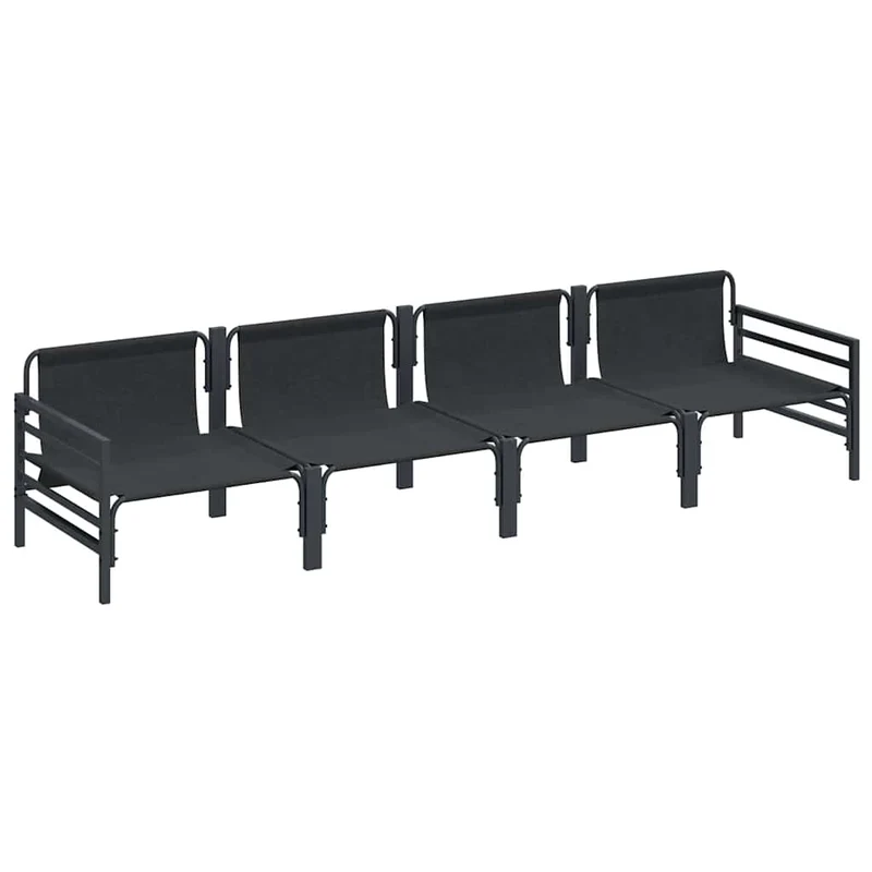 Garden Sofa Set 4 pcs Black Steel