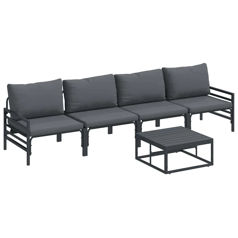 Garden Sofa Set 5 pcs Black Steel