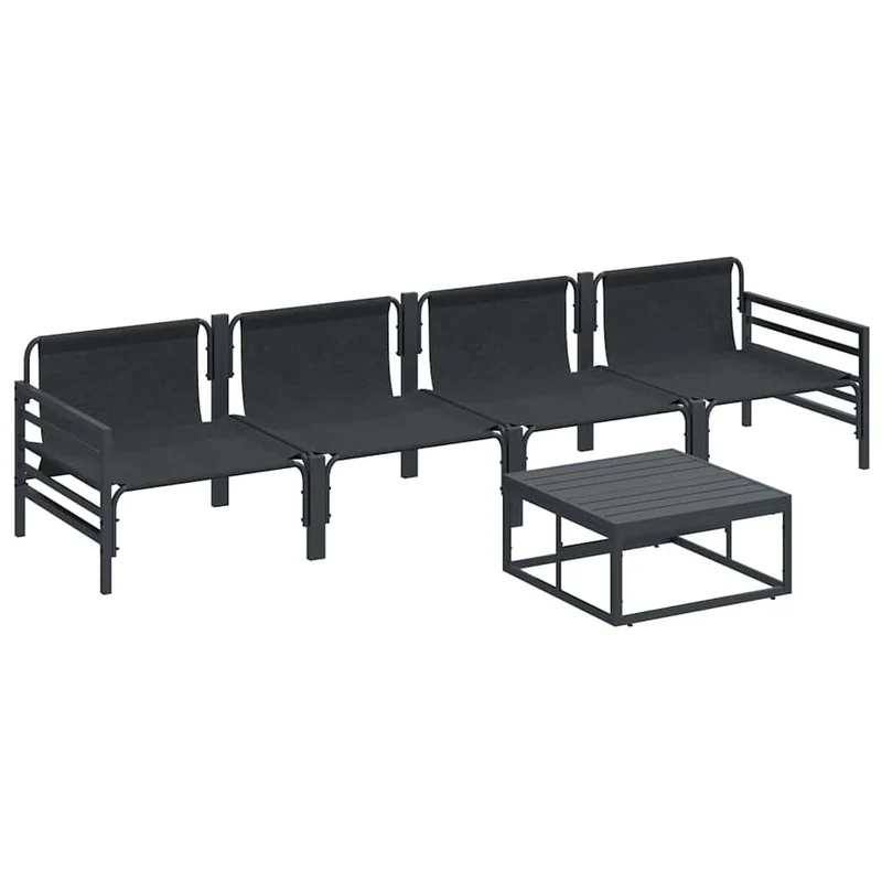 Garden Sofa Set 5 pcs Black Steel