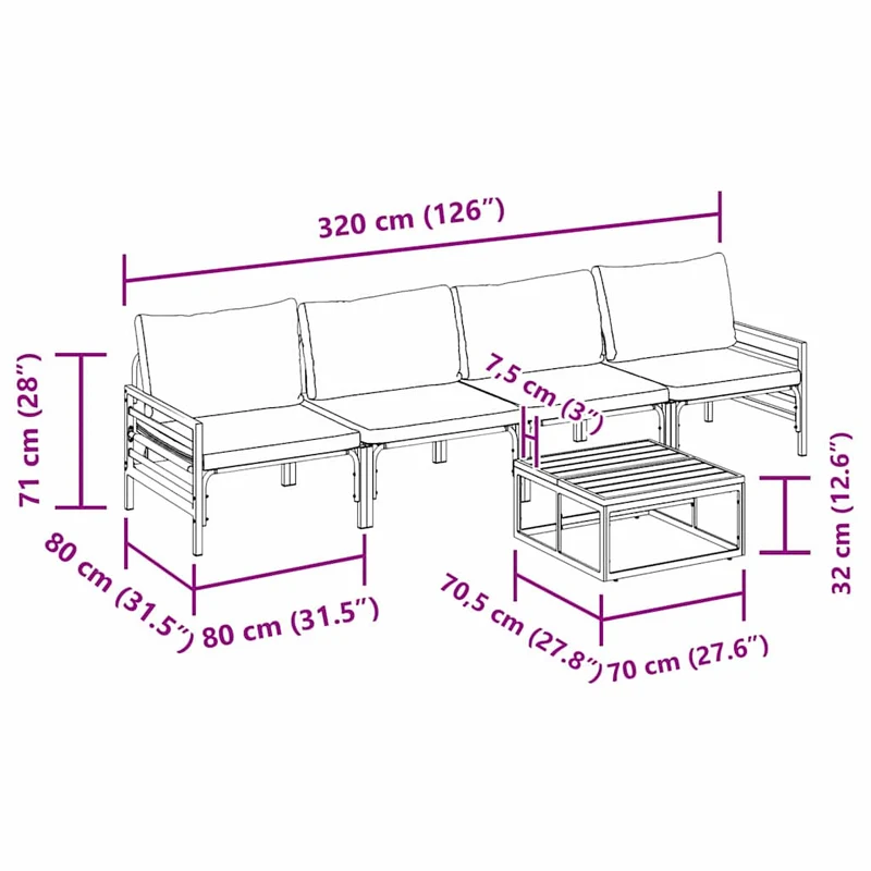 Garden Sofa Set 5 pcs Black Steel