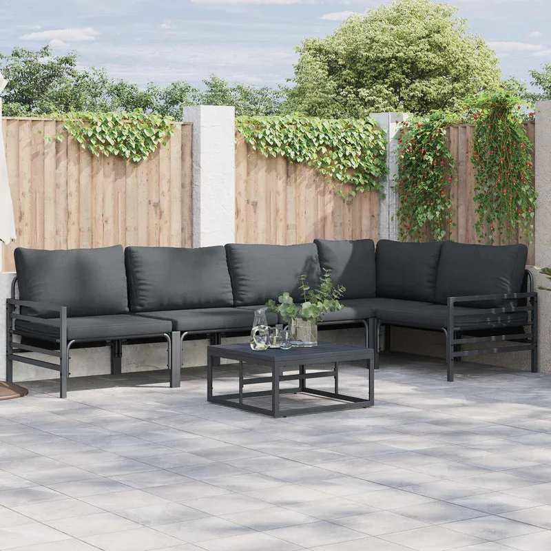 Garden Sofa Set 5 pcs Black Steel