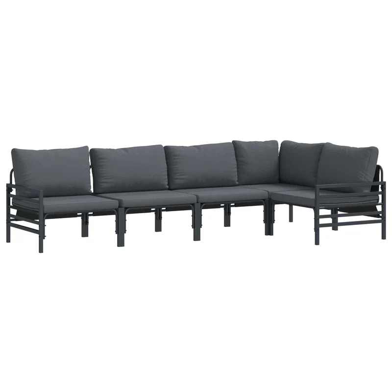 Garden Sofa Set 5 pcs Black Steel