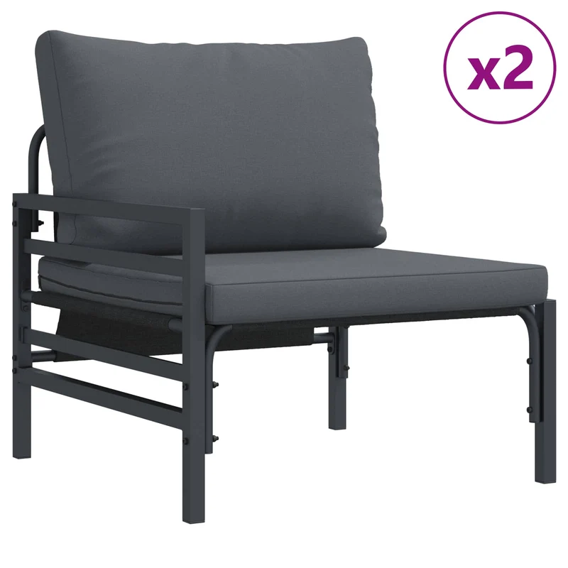 Garden Sofa Set 5 pcs Black Steel