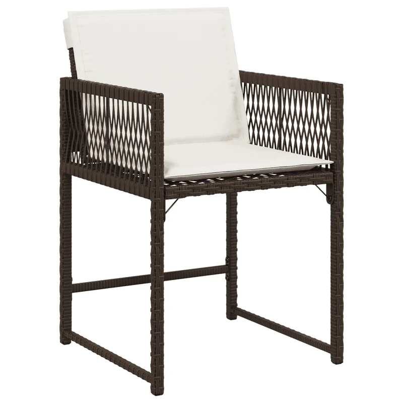 7 Piece Garden Dining Set with Cushions Brown Poly Rattan