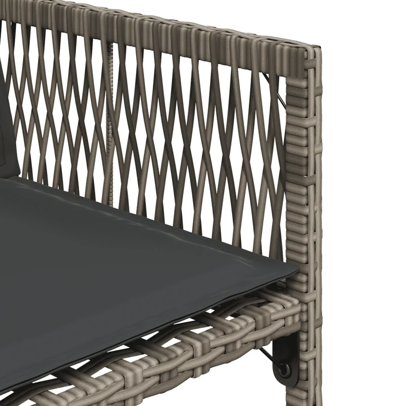 9 Piece Garden Dining Set with Cushions Grey Poly Rattan