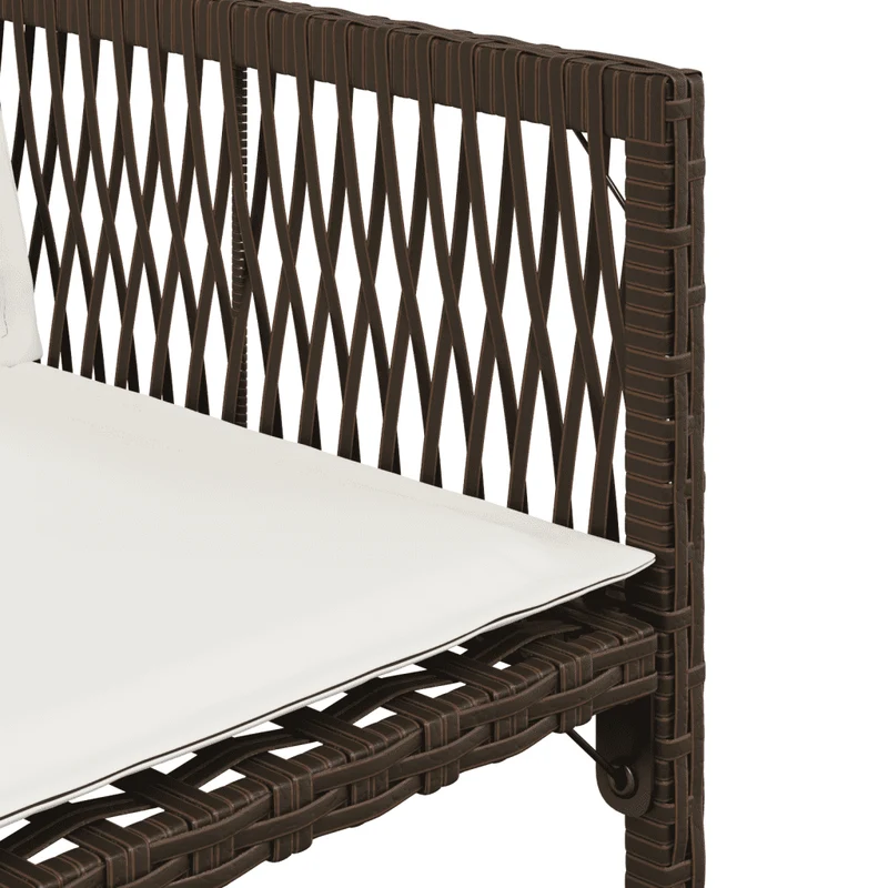9 Piece Garden Dining Set with Cushions Brown Poly Rattan