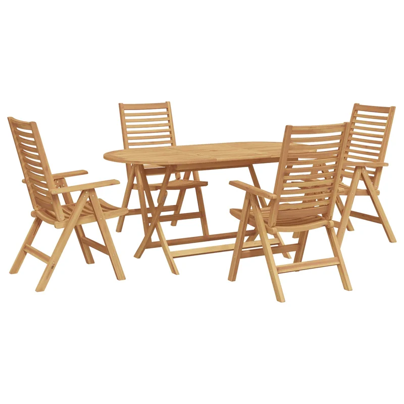 Garden Dining Set 5 pcs Brown Solid Teak Wood