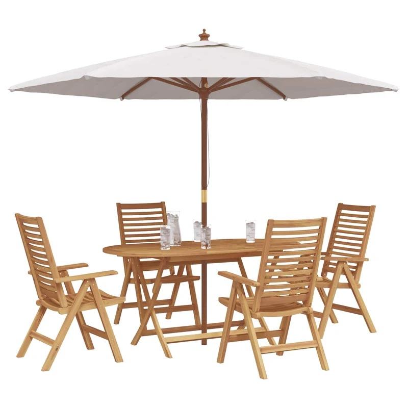 Garden Dining Set 5 pcs Brown Solid Teak Wood