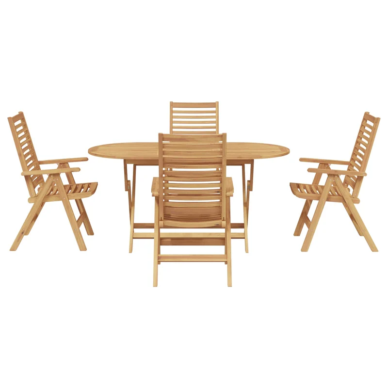 Garden Dining Set 5 pcs Brown Solid Teak Wood