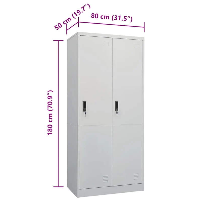 335967 vidaXL Wardrobe Light Grey 80x50x180 cm Steel
