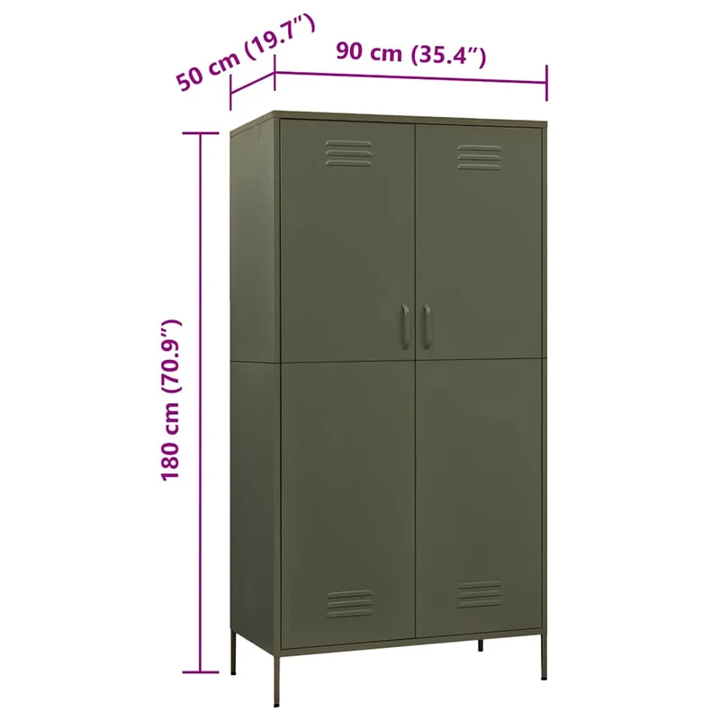 Wardrobe Olive Green 90x50x180 cm Steel