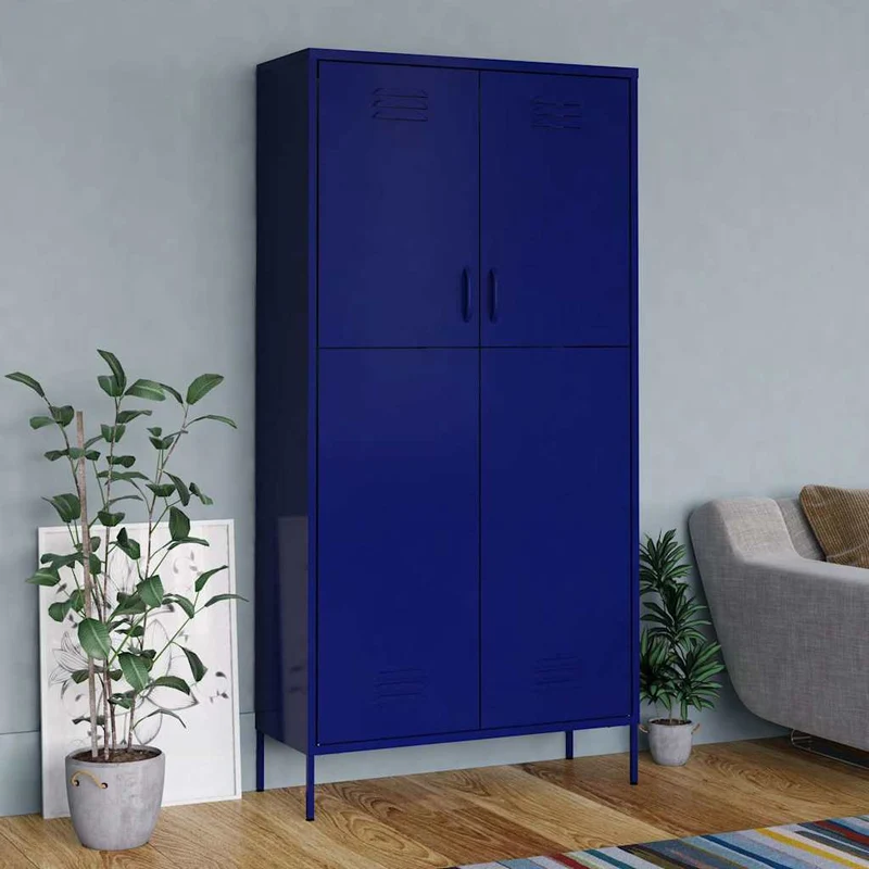 336244 vidaXL Wardrobe Navy Blue 90x50x180 cm Steel
