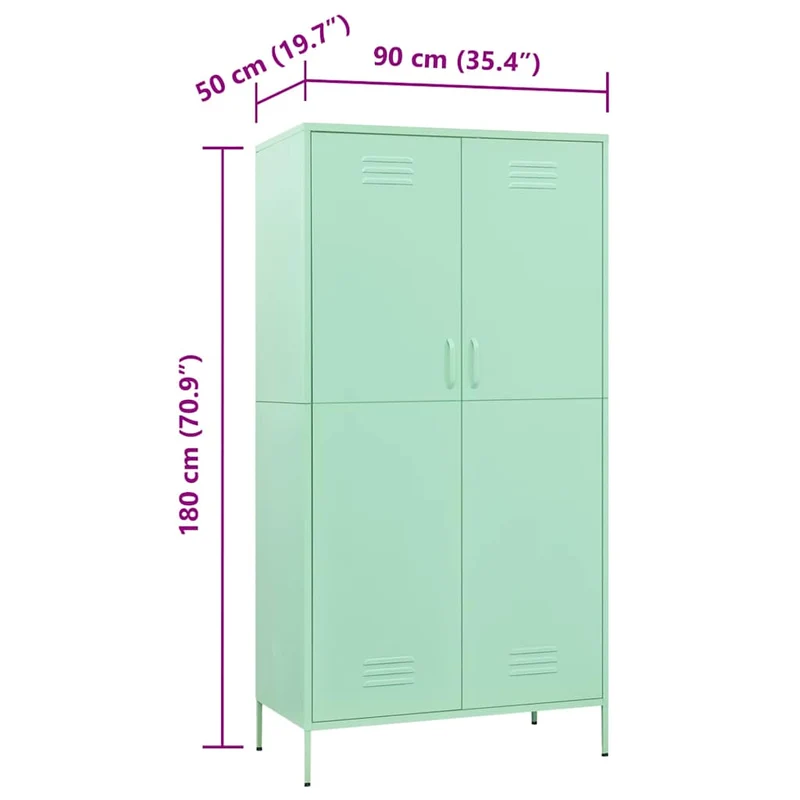 336248 vidaXL Wardrobe Mint 90x50x180 cm Steel