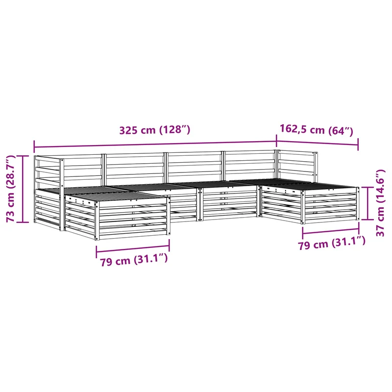 Outdoor Sofa Set 6 pcs Natural Solid Acacia Wood