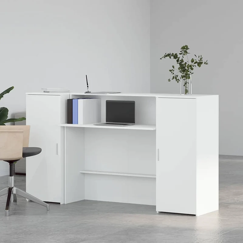 Reception Desk White 180x50x103,5 cm Engineered Wood