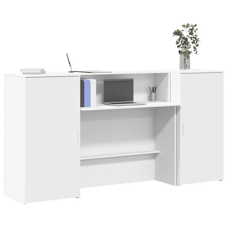 Reception Desk White 200x50x103,5 cm Engineered Wood