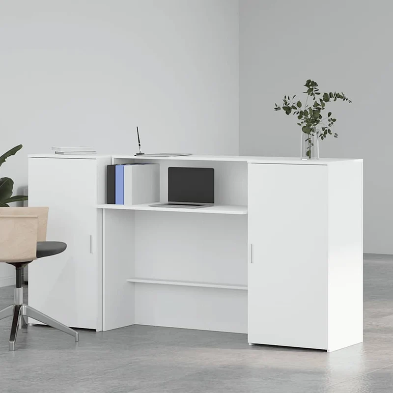 Reception Desk White 200x50x103,5 cm Engineered Wood
