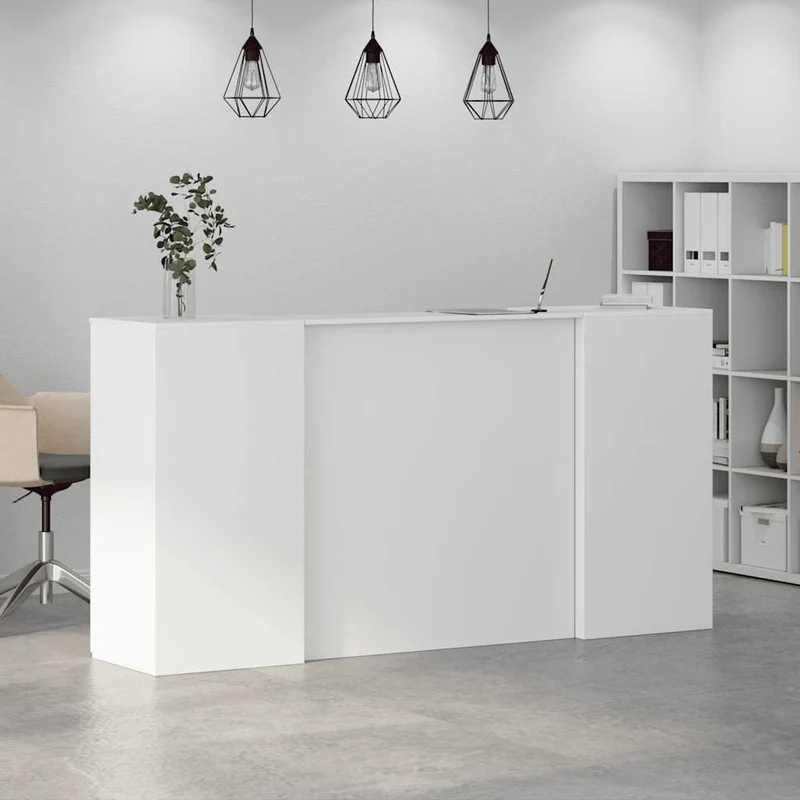 Reception Desk White 200x50x103,5 cm Engineered Wood