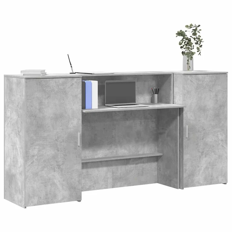 Reception Desk Concrete Grey 200x50x103,5 cm Engineered Wood