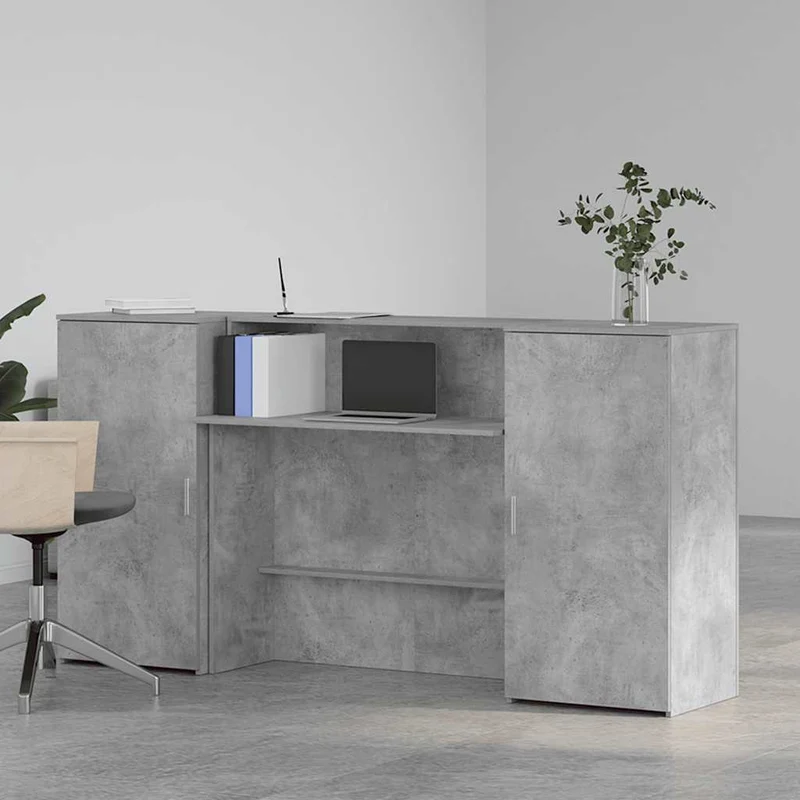 Reception Desk Concrete Grey 200x50x103,5 cm Engineered Wood