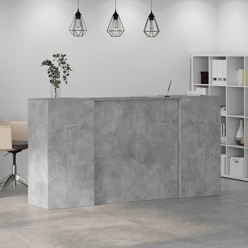 Reception Desk Concrete Grey 200x50x103,5 cm Engineered Wood