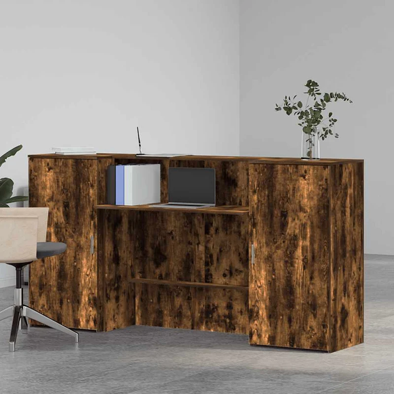 Reception Desk Smoked Oak 200x50x103,5 cm Engineered Wood