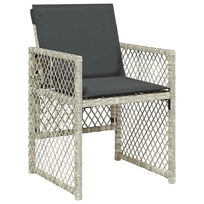 13 Piece Garden Dining Set with Cushions Light Grey Poly Rattan