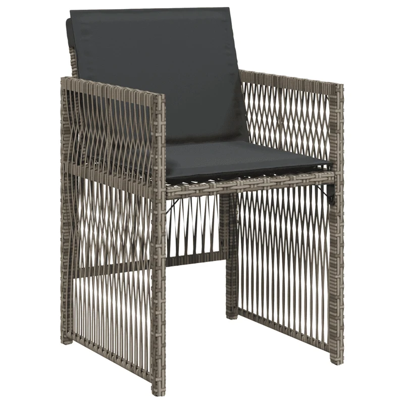 7 Piece Garden Dining Set with Cushions Grey Poly Rattan