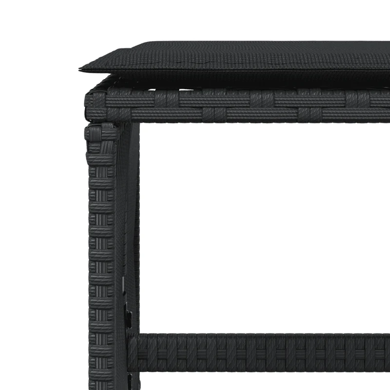 9 Piece Garden Dining Set with Cushions Black Poly Rattan