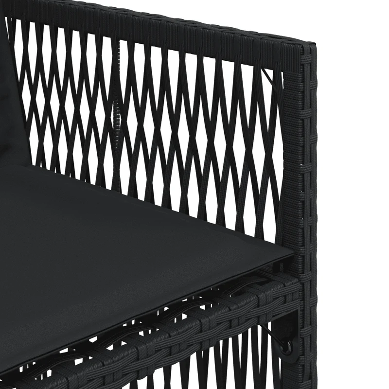 9 Piece Garden Dining Set with Cushions Black Poly Rattan