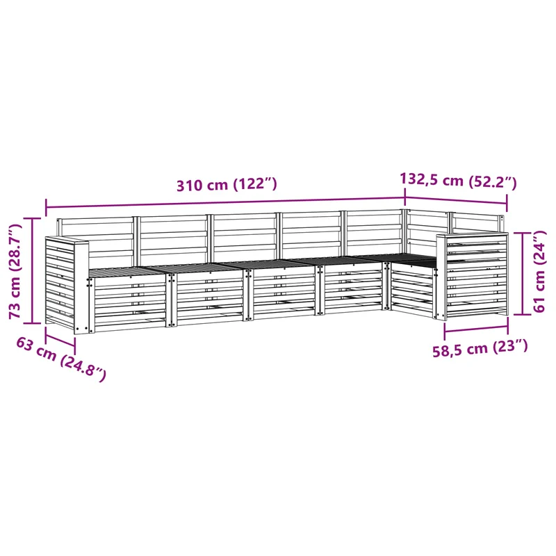 Outdoor Sofa Set 6 pcs Natural Polyester