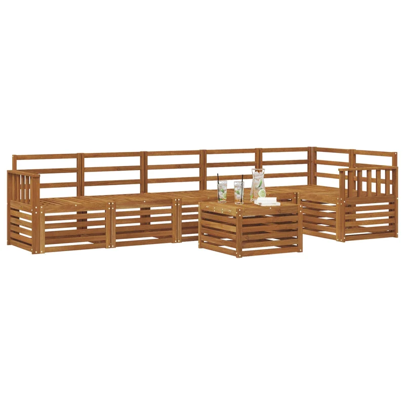 Outdoor Sofa Set 7 pcs Natural Polyester