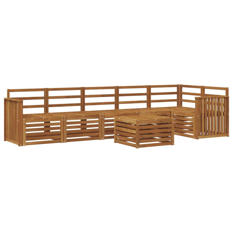 Outdoor Sofa Set 7 pcs Natural Polyester