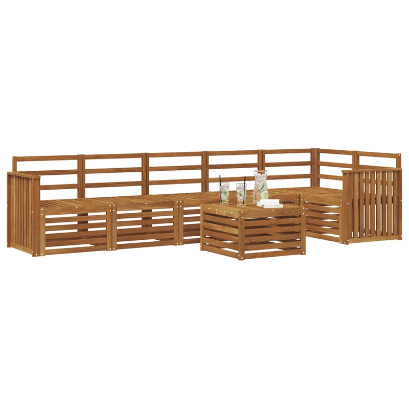 Outdoor Sofa Set 7 pcs Natural Polyester