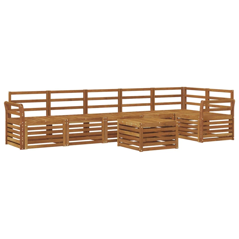 Outdoor Sofa Set 7 pcs Natural Polyester