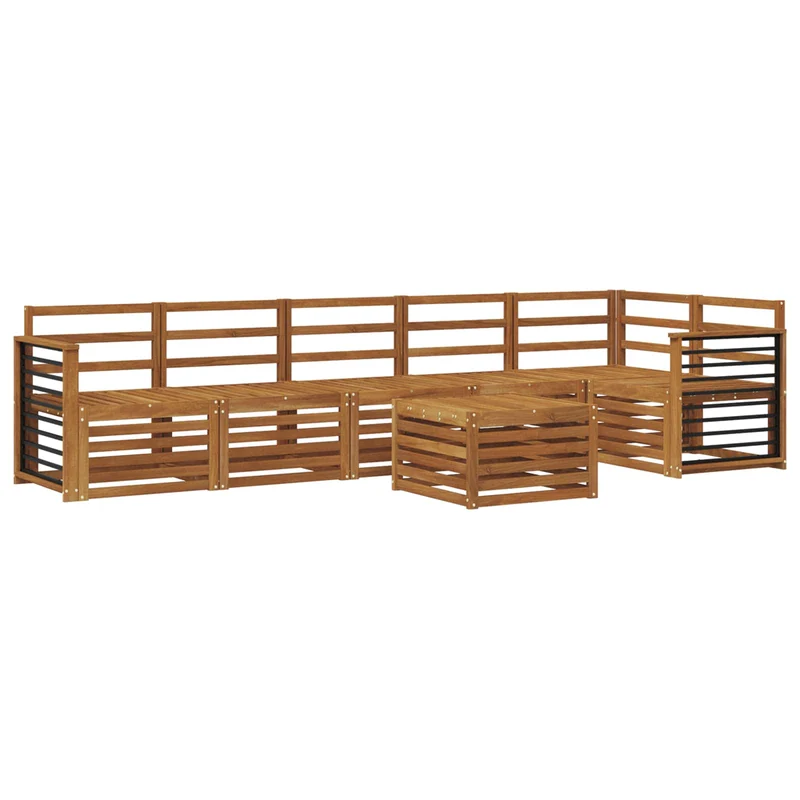 Outdoor Sofa Set 7 pcs Natural Polyester