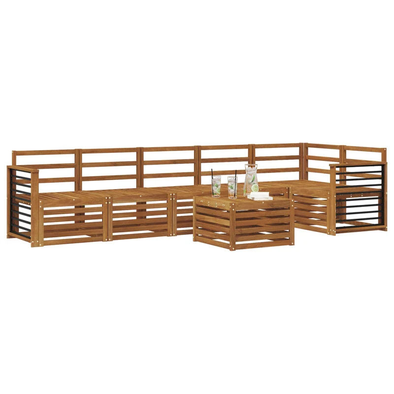 Outdoor Sofa Set 7 pcs Natural Polyester