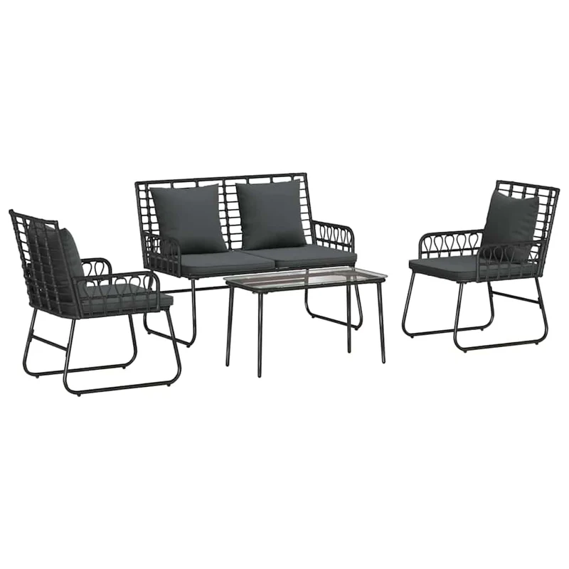 Garden Furniture Set 4 pcs Black and Anthracite Poly Rattan